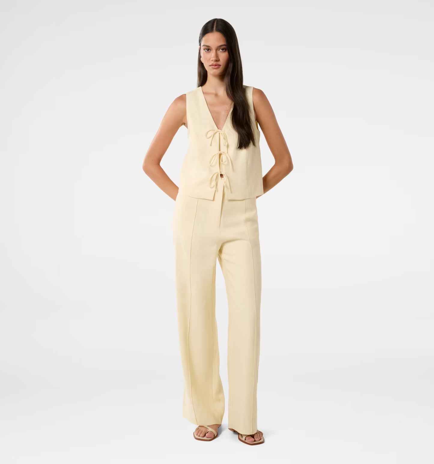 Butter Yellow High Rise Linen Pants