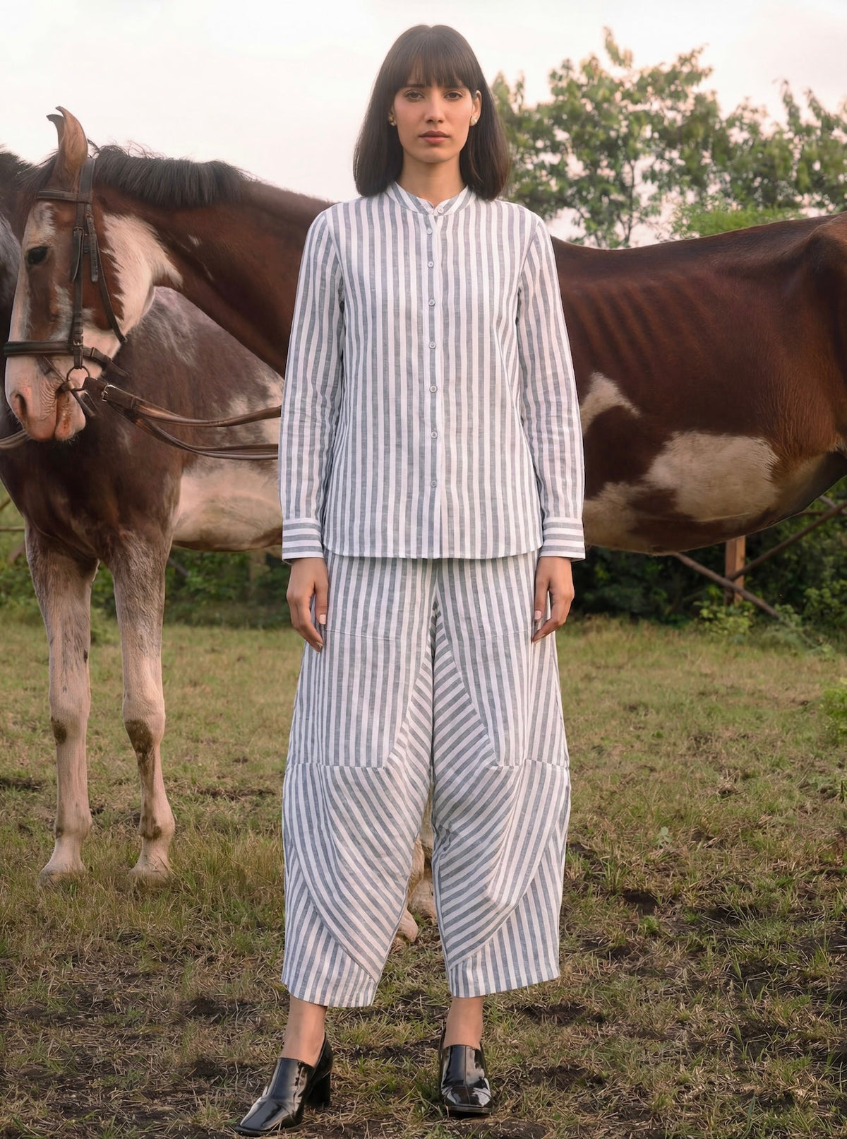 Paddock Pinstripe Linen Co-ord Set