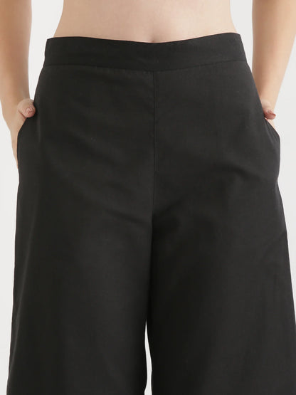 Black Linen Wide Leg Pants
