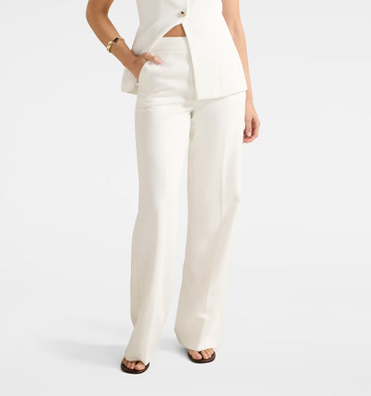 Crystal White High Rise Linen Pants