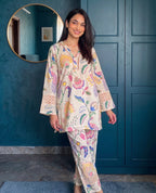 Serene Floral Lace Cotton Kurta Set