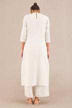 Crystal White Co-Linen Kurta Set