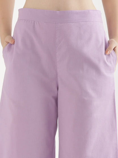 Lavender Linen Wide Leg Pants