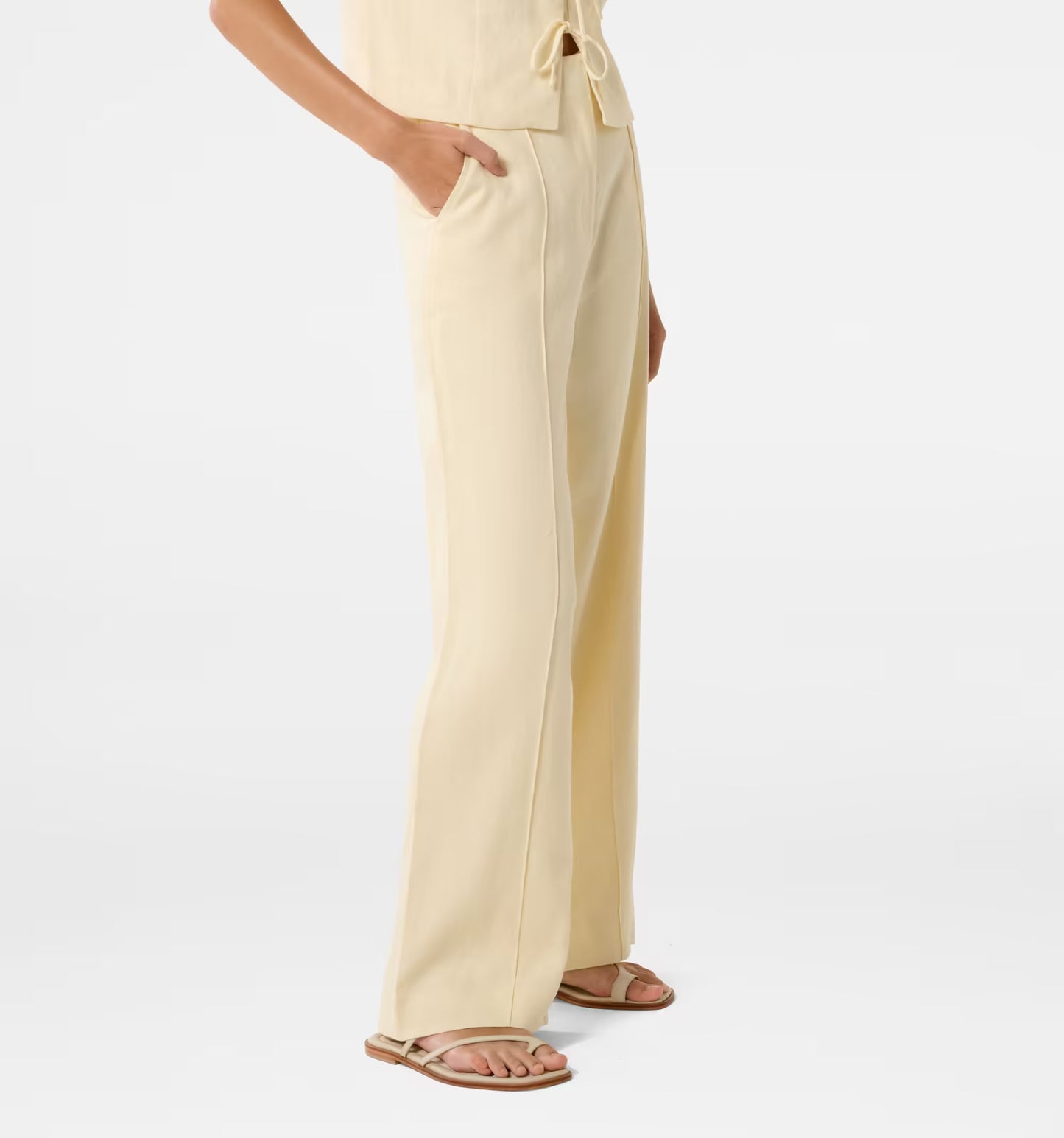 Butter Yellow High Rise Linen Pants
