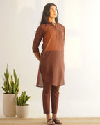 Azara Co-Linen Kurta Set - Chestnut