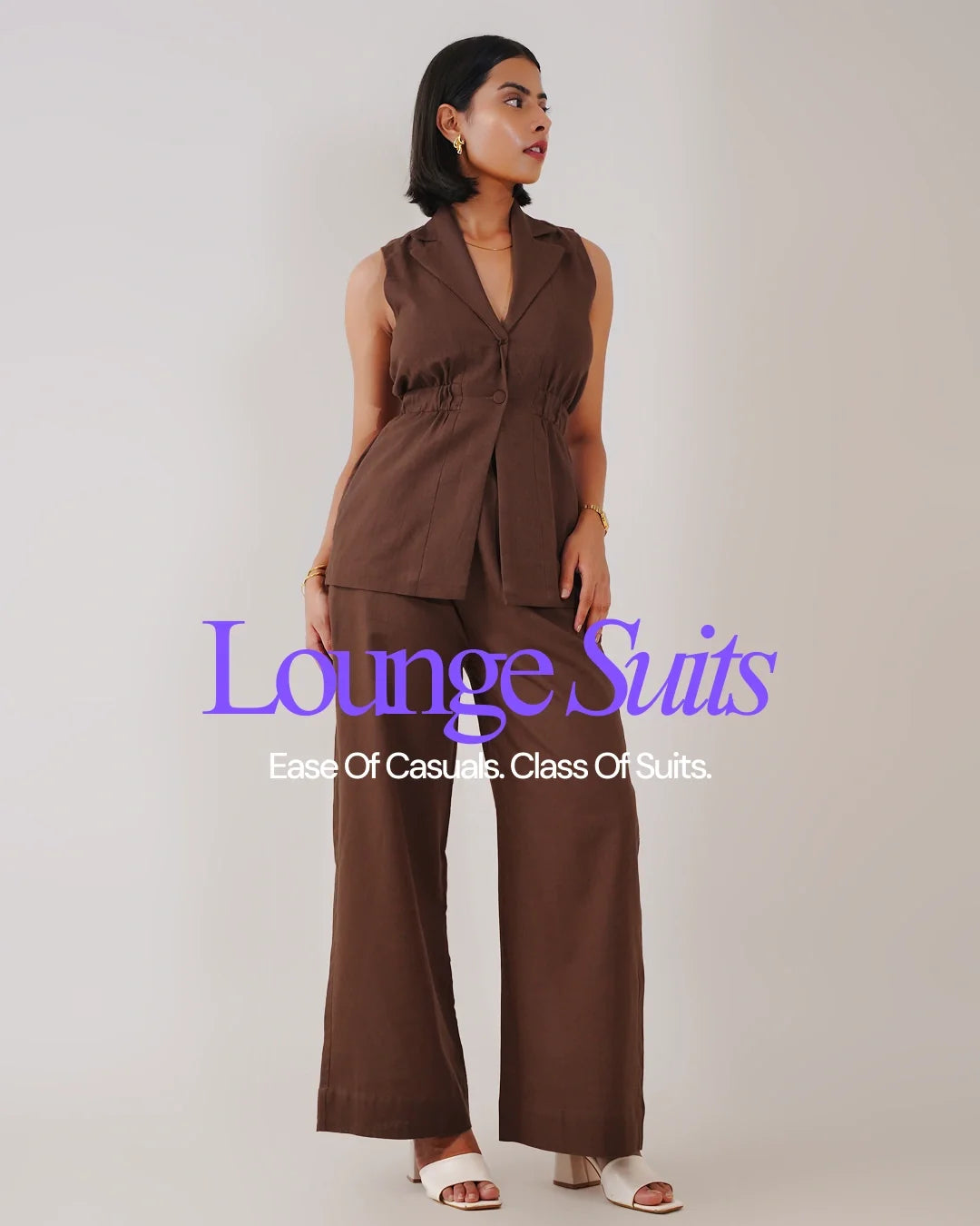 Kaia Linen Cinched Blazer Set - Truffle