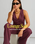 Thea Linen Vest Coat & Trouser Set - Sangria