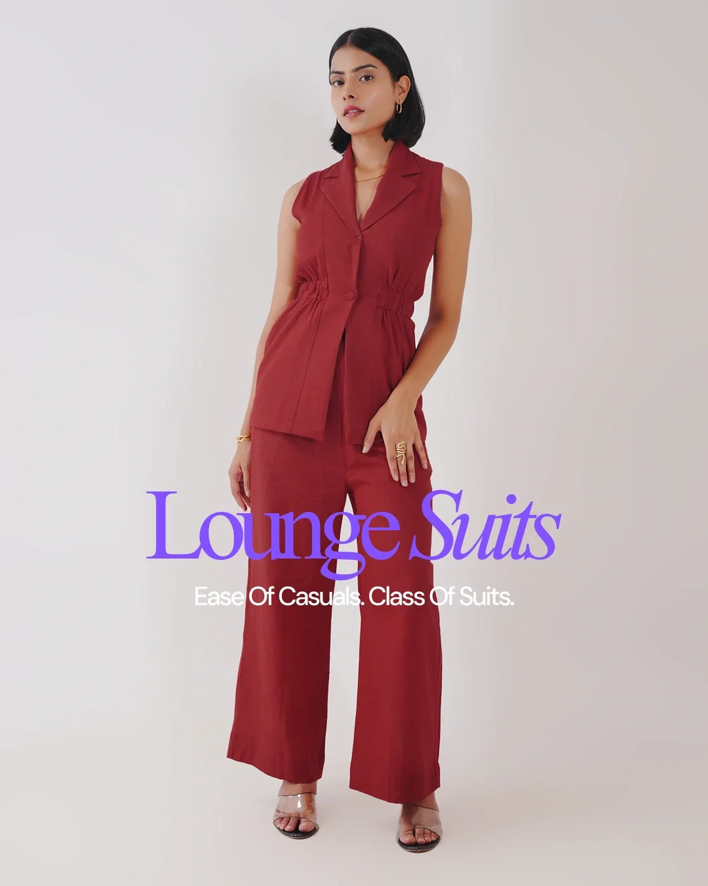 Kaia Linen Cinched Blazer Set - Garnet
