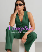 Thea Linen Vest Coat & Trouser Set - Moss
