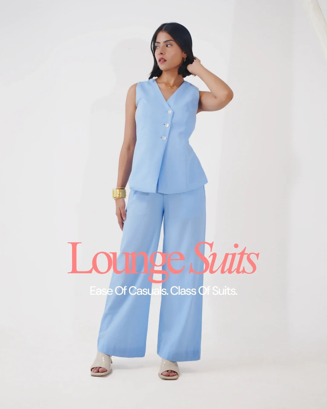 Soho Linen Button-Front Vest & Pant Set - Aureen