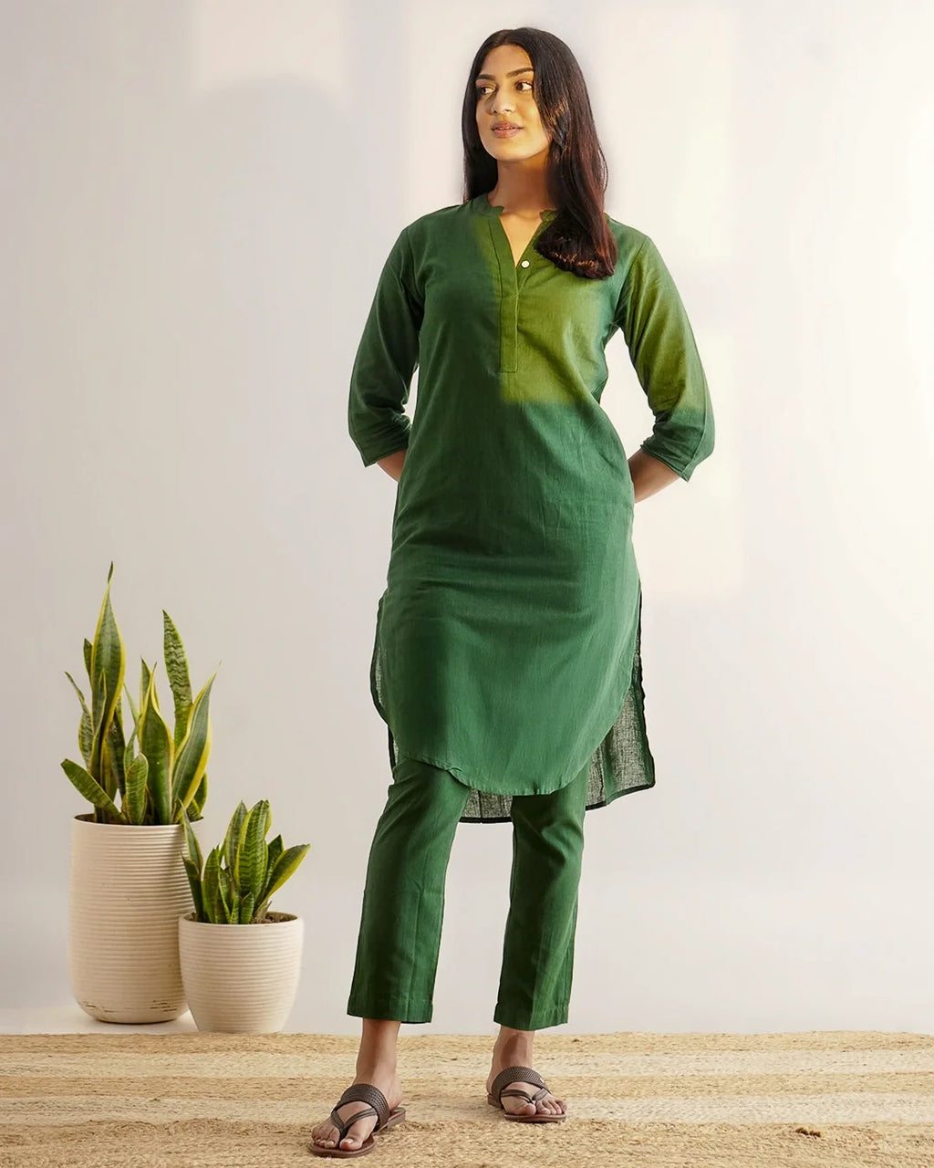Azara Co-Linen Kurta Set - Fern