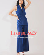 Kaia Linen Cinched Blazer Set - Twilight