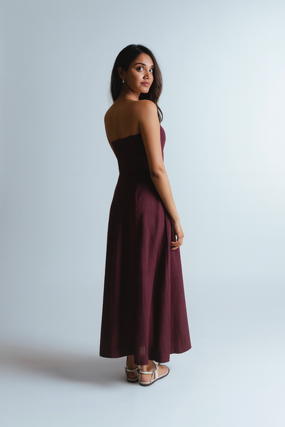 Burgandy Strapeless Midi