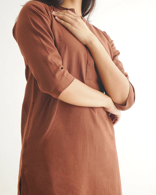 Azara Co-Linen Kurta Set - Chestnut