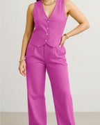 Thea Linen Vest Coat & Trouser Set - Sorbet