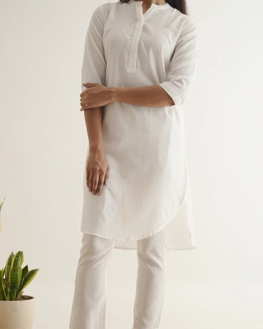 Vanilla White Linen Kurta Set