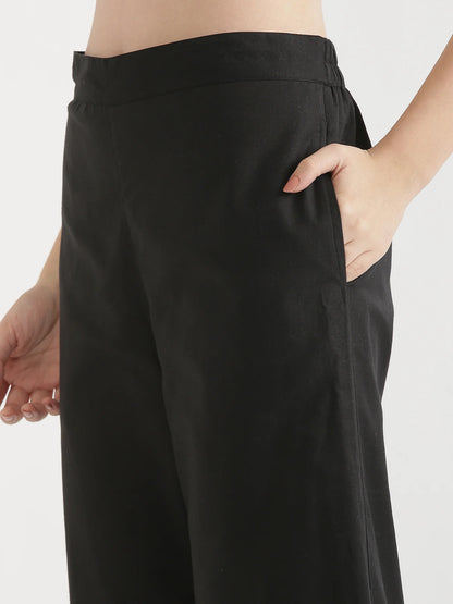 Black Linen Wide Leg Pants