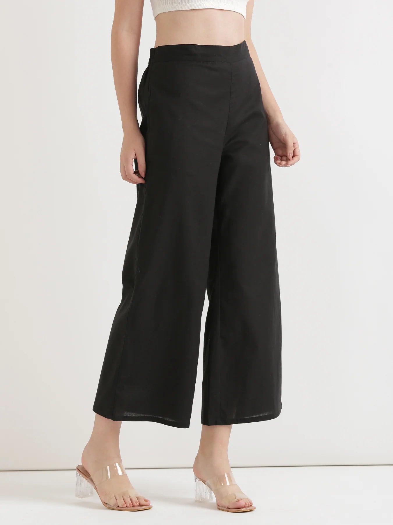 Black Linen Wide Leg Pants
