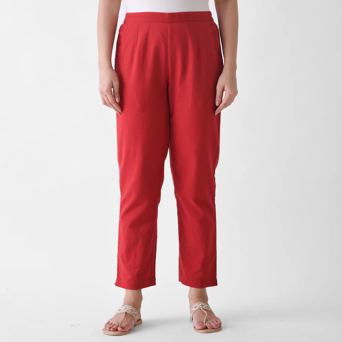 Cherry Red Linen Pants