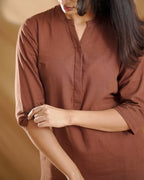 Azara Co-Linen Kurta Set - Chestnut