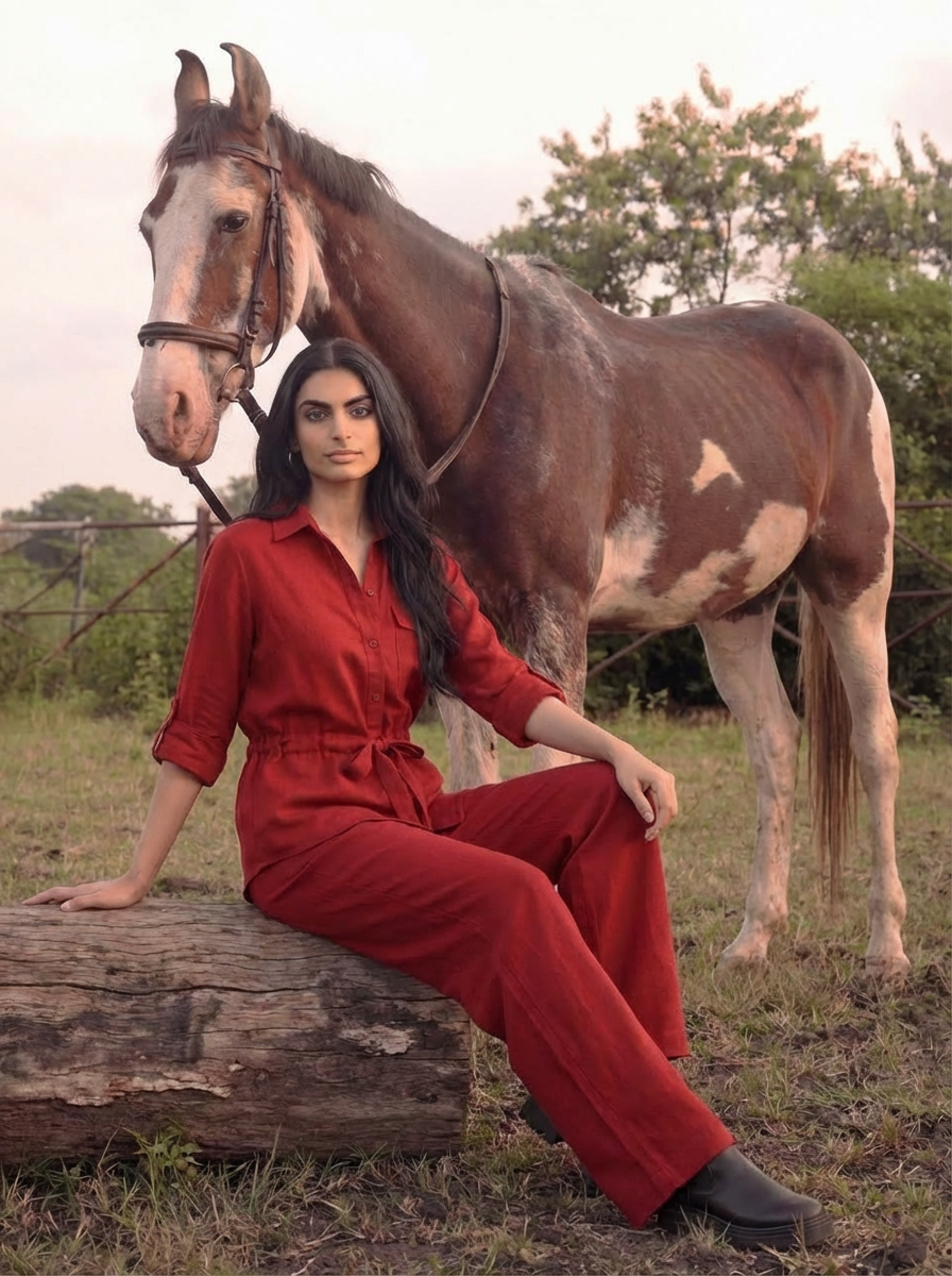 Scarlet Relaxed Cotton-Linen Co-ord Set