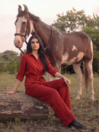 Scarlet Relaxed Cotton-Linen Co-ord Set