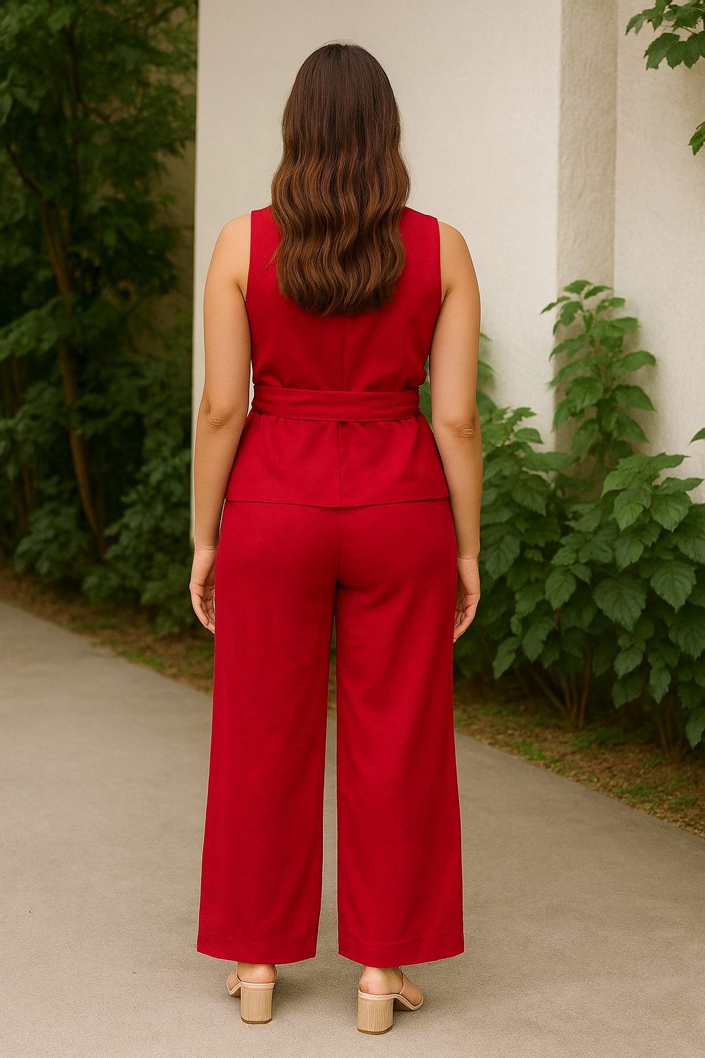 Mrunal Thakur Muse Scarlet Red Cotton-Linen Co-ord Set