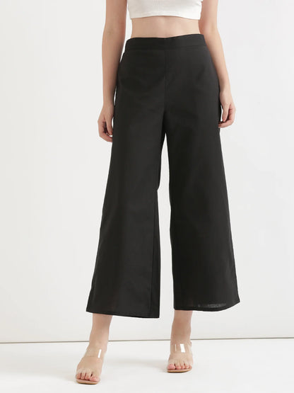 Black Linen Wide Leg Pants