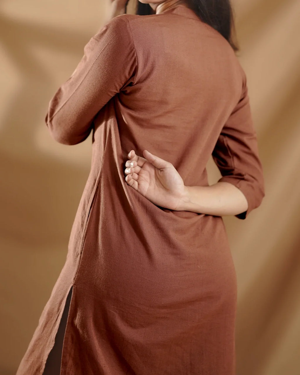 Azara Co-Linen Kurta Set - Chestnut