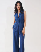 Kaia Linen Cinched Blazer Set - Twilight
