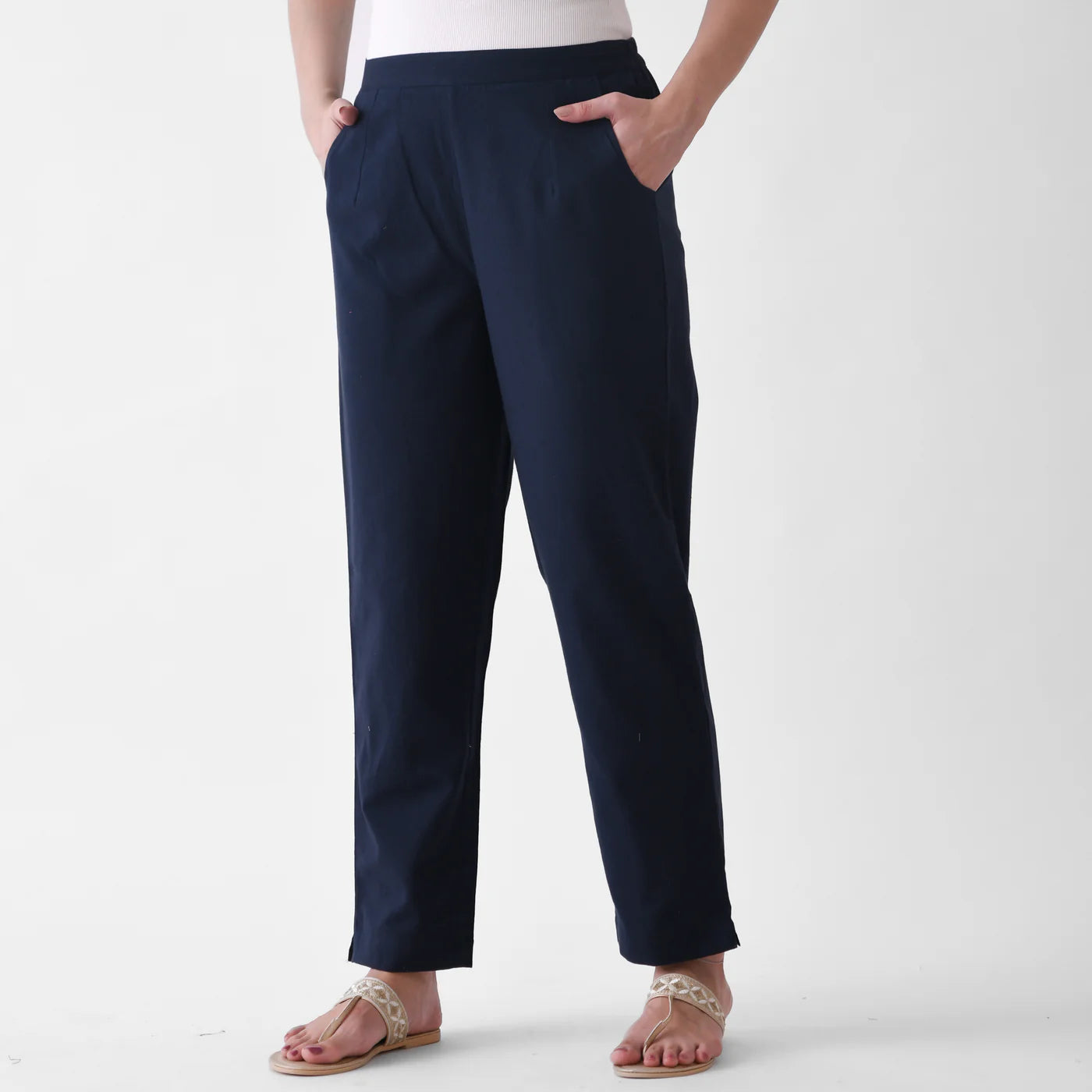 Navy Blue Linen Pants