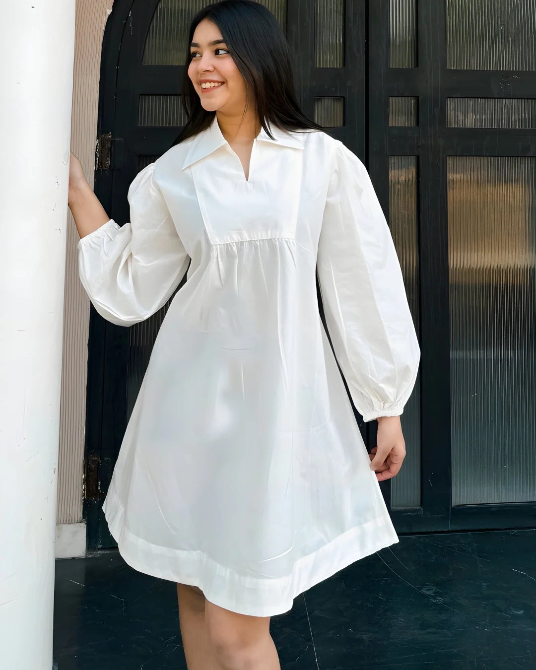 Vanilla White Poplin Dress
