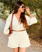 Ceramic White Striped Jumpsuit