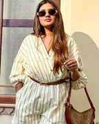 Ceramic White Striped Jumpsuit