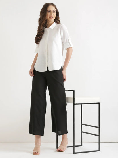 Black Linen Wide Leg Pants