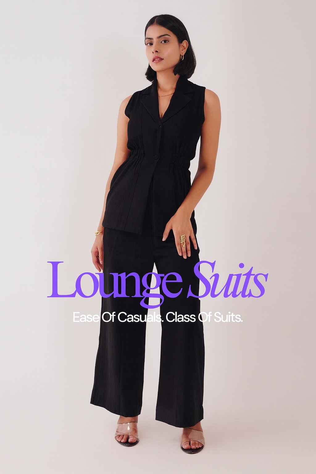 Kaia Linen Cinched Blazer Set - Noir