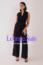 Kaia Linen Cinched Blazer Set - Noir