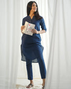 Azara Co-Linen Kurta Set - Midnight Blue
