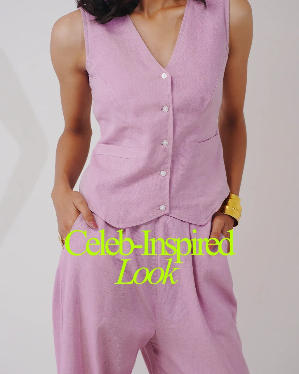 Thea Linen Vest Coat & Trouser Set - Rosé