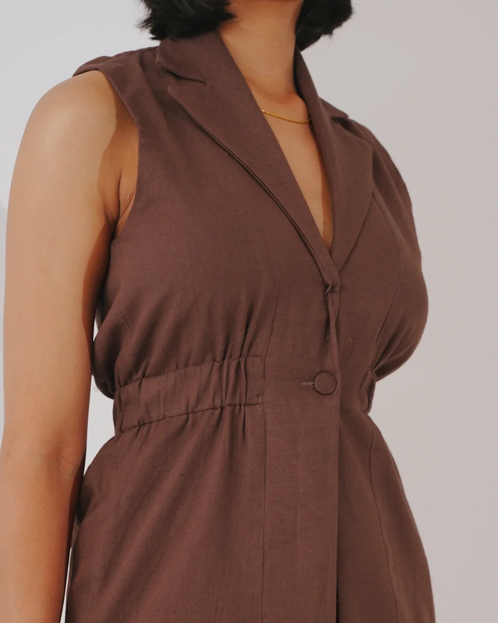 Kaia Linen Cinched Blazer Set - Truffle