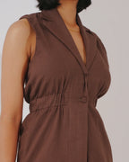 Kaia Linen Cinched Blazer Set - Truffle