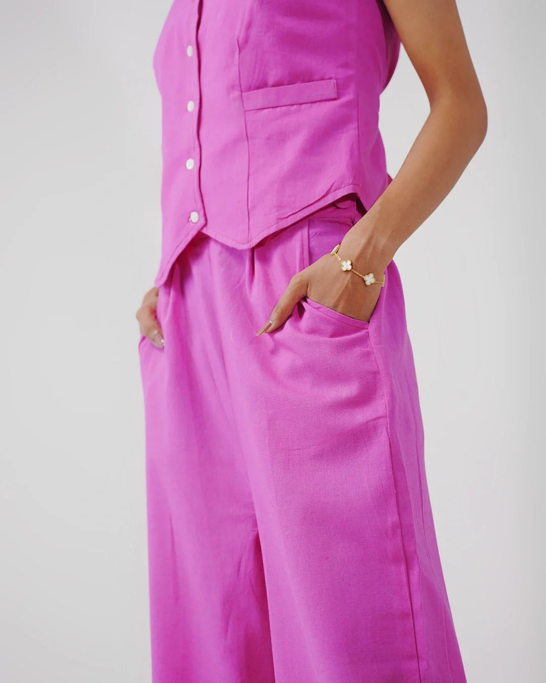 Thea Linen Vest Coat & Trouser Set - Sorbet