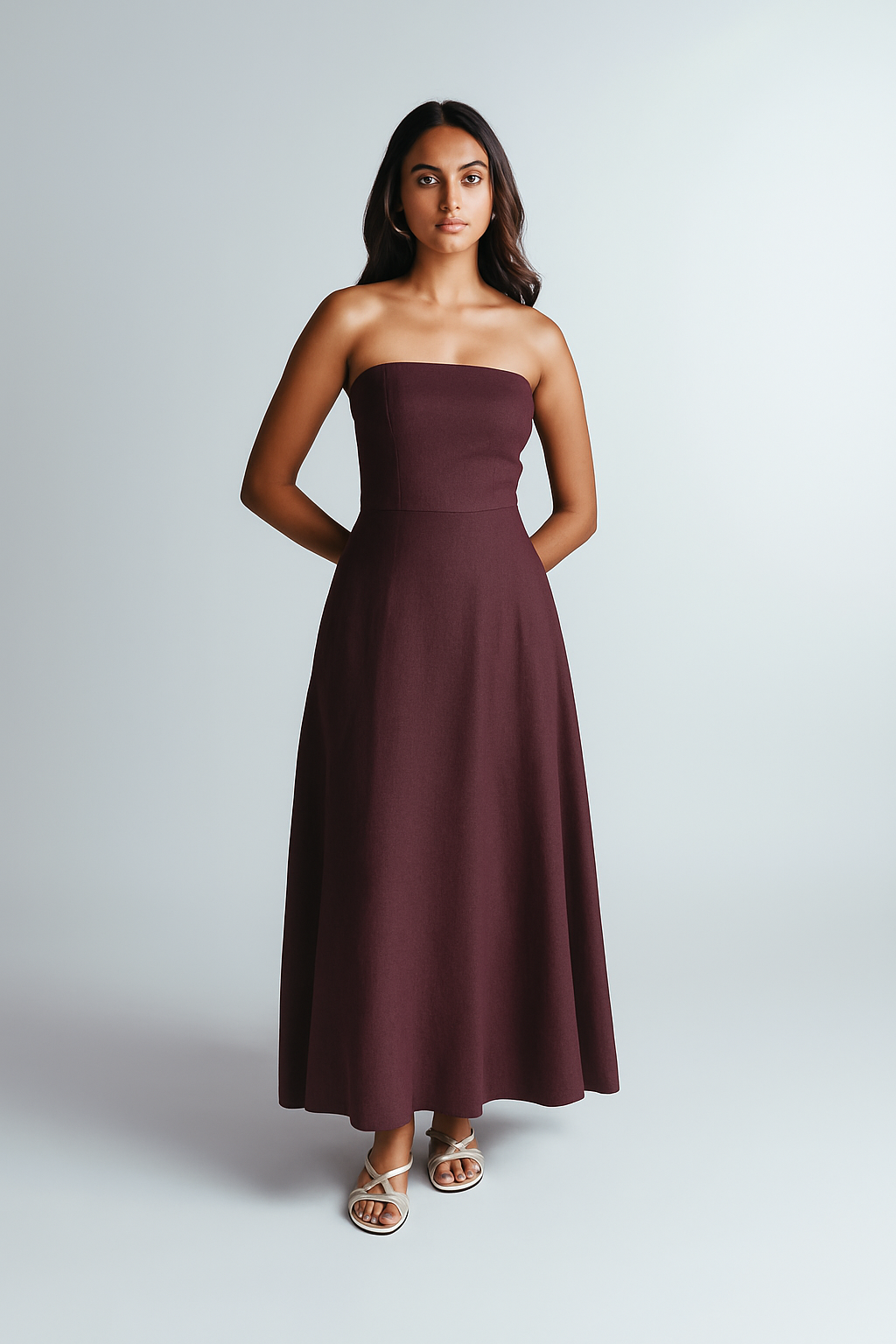 Burgandy Strapeless Midi
