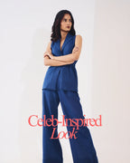 Kaia Linen Cinched Blazer Set - Twilight