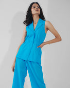 Kaia Linen Cinched Blazer Set - Sea Mint