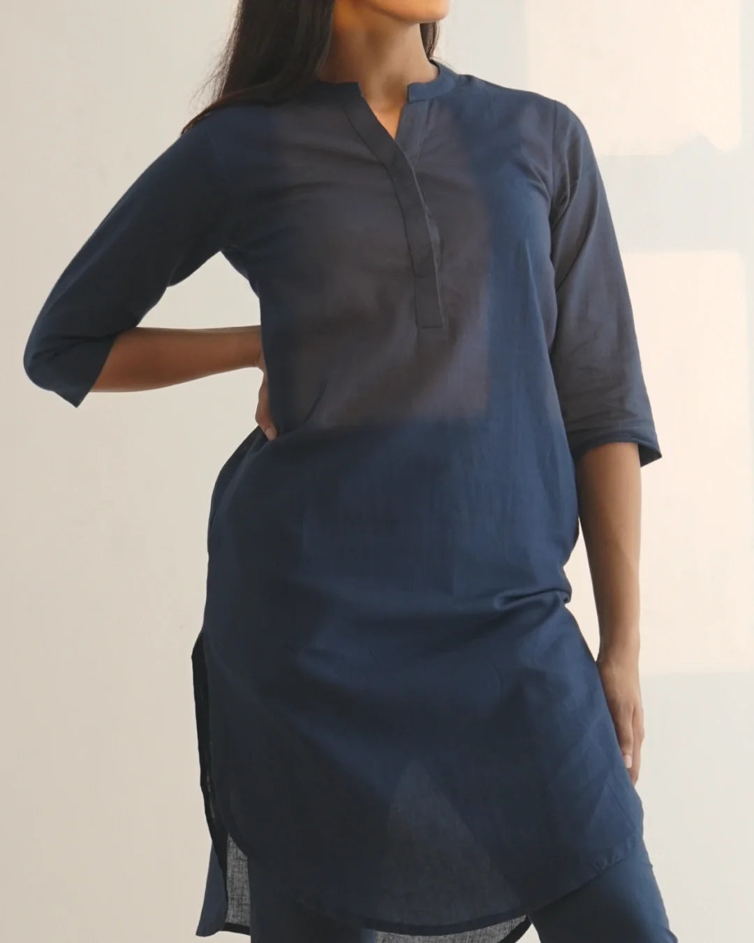 Azara Co-Linen Kurta Set - Midnight Blue