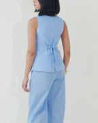 Soho Linen Button-Front Vest & Pant Set - Aureen