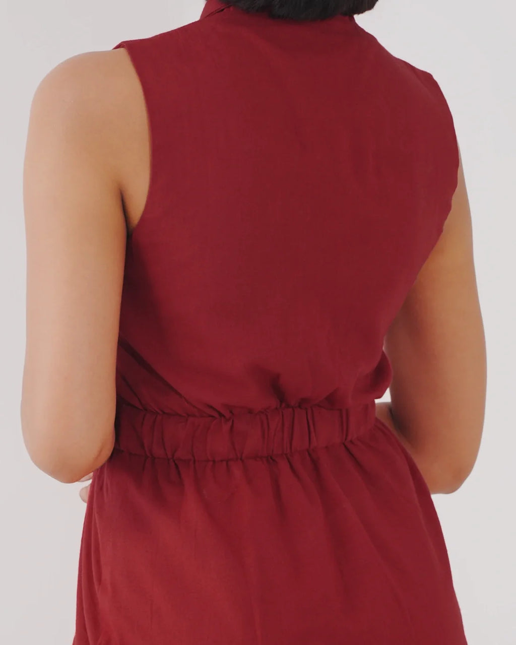 Kaia Linen Cinched Blazer Set - Garnet