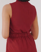 Kaia Linen Cinched Blazer Set - Garnet