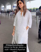 Vanilla White Linen Kurta Set